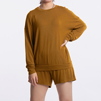 Luckpanther respirant deux pièces pull ensemble surdimensionné hauts courts col rond pull costumes courts survêtement survêtement