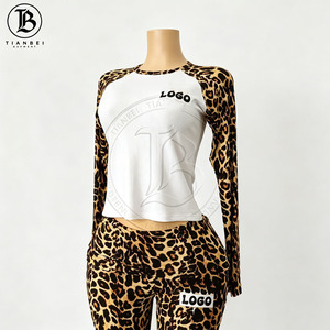 Completo Set Loungewear <span class=keywords><strong>Donna</strong></span> 2026 Y2K: T-Shirt Raglan a Maniche Corte con Stampa <span class=keywords><strong>Leopardata</strong></span> Personalizzata e Pantaloncini Coordinati - Product Image 6
