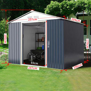 Hangar de stockage extérieur en métal en acier avec cadre de sol Kit de base de fondation blanc gris Outil utilitaire pour jardin arrière-cour pelouse - Product Image 5