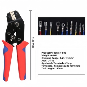 Pince à sertir multifonctionnelle à cliquet pour bornes à ressort, outil de sertissage à froid pour bornes nues, outil de sertissage de fils métriques OEM - Product Image 3