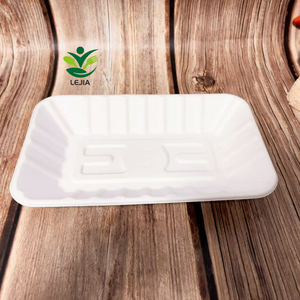 Bandejas de papel de bagazo de caña de azúcar compostables 100%, platos biodegradables, contenedor de comida desechable rectangular - Product Image 6