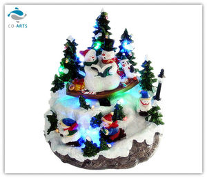 Polyresin Christmas LED House With Santa, Kids & <b>Rolling</b> Water Mill Arvore De Natal Papa Noel Indoor Home Navidad Crafts - Product Image 4