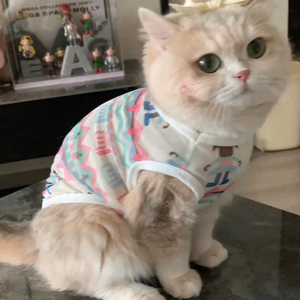 <b>Cute</b> Animal Pattern Pet Cat Vest Breathable Polyester Summer Clothes For British Shorthair Ragdoll Cats - Product Image 5