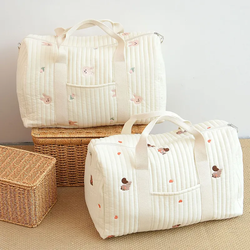 2023 New Korean Mommy Bag Bestickte Trage tasche aus Baumwolle mit großer Kapazität Schulter handtasche für die Aufbewahrung auf Reisen