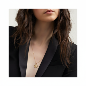 Colgante de Moneda Terra, Chapado en Oro Vintage con Diamante y Turquesa con Corte Princesa, para Regalo o Fiesta - Product Image 1