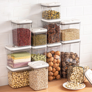 Home Kitchen Organizers Plastic Seal Food Grain Storage Box Jar Cereal Containers Storage Set plastic Storage Jars With Lids
