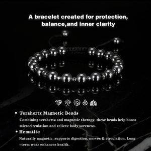 Bracelet artisanal RINNTIN GMB76 en pierres naturelles de 8 mm, pierres énergétiques, ajustable, bracelet en hématite perlé, tendance. - Product Image 3