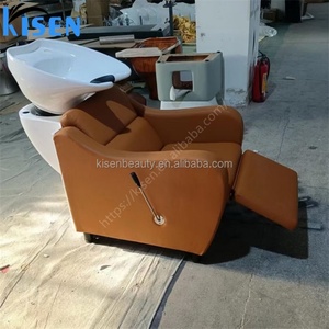 Kisen Back Wash Shampoo Chair Hair Wash Salon <b>Bed</b> Customized Adjustable Legrest Chair Simple Ceramic Sink - Product Image 3