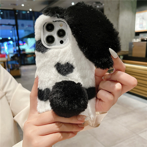 Tình Yêu Hình Trái Tim Bunny Tai Sang Trọng Lông Trường Hợp Đối Với <span class=keywords><strong>iPhone</strong></span> X XR XS Max 11 12 13 14 Pro Max Cộng Với Fluffy Thỏ Bìa - Product Image 2