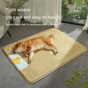 Tapis rafraîchissants d'été pour animaux de compagnie en gros, coussinets de glace respirants antidérapants à motif uni en fibres végétales, lavables à la main, spéciaux pour chiens - Product Image 2
