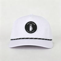 Casquette de baseball et de golf 5 panneaux personnalisée avec logo brodé, en polyester, avec aérations découpées au laser et visière à corde, pour le sport (Gorras)