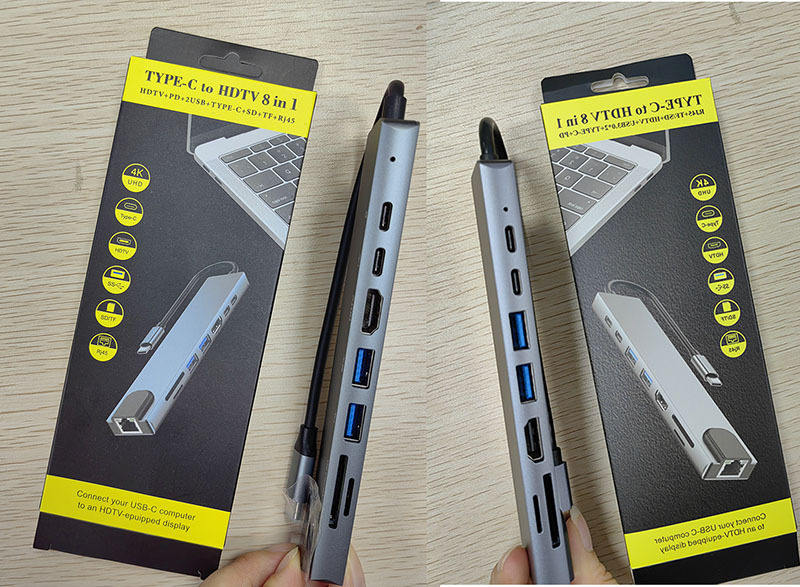 Hub usb 8 in1 grigio