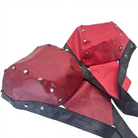 Gorra de Cuero PU de Diseño para Motociclistas, Estilo Do-rag, con Bloques de Color y Remaches, Gorro Pirata con Logotipo Metálico Personalizado, Gorra Bicolor, Gorras de Hip Hop