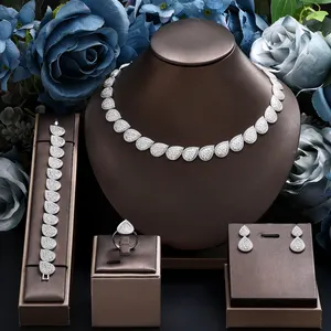 Luxury Cubic Zirconia Necklace Earring Set Green Bridal Jewelry Set for Women Fashion Wedding Jewelry Sets