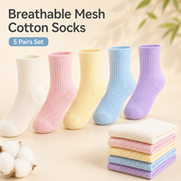 Chaussettes d'été en coton respirantes pour enfants, mi-mollet, antidérapantes, absorbant la transpiration, pour garçons et filles