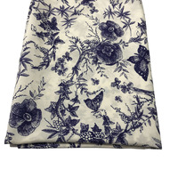 Tissu en rayonne certifié OEKO-TEX, écologique, imprimé numériquement, motif floral dessiné à la main, bleu uni tissé pour doublures et accessoires