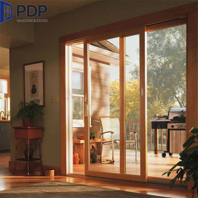 Shatterproof Anti Corrosive Kitchen Glass Sliding Door Frames New Design for Exterior Bedroom Apartment School Farmhouse Wood