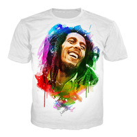 T-shirt Hip Hop Grande Taille Imprimé 3D Bob Marley pour Hommes et Femmes – Motif Musical Populaire et Amusant – Nouveauté