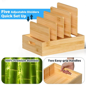 Bamboo Lid Organizer <b>Storage</b> <b>Box</b> Rectangular 18L Space Saving Desktop <b>Kitchen</b> Drawer Divider Container - Product Image 4