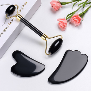Ensemble de massage visage et corps en quartz rose naturel 100% authentique, rouleau de jade facial et Gua Sha - Product Image 5