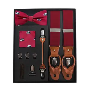 Stainless Steel Buckle Suspenders And Bow Tie Sets For Men With Cufflinks And Strap Accessories For Wedding Party And Business