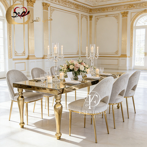 Luxurious Romantic & Elegant Modern Stainless Steel Hotel Furniture Outdoor Wedding/Banquet Dining <b>Table</b> and Chair Sets - Product Image 3