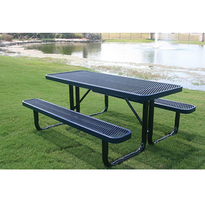 Genişletilmiş <span class=keywords><strong>metal</strong></span> masa ve tezgah termoplastik kaplı açık masa banklar veranda uzun masa ve sandalyeler - Product Image 3