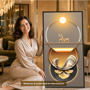 UNART <span class=keywords><strong>Peinture</strong></span> sur Toile Nordique Abstraite Géométrique Cristal, Tableaux Muraux Modernes en Porcelaine pour <span class=keywords><strong>Salon</strong></span>, Affiches Impressions Décoration Murale Maison Moderne - Product Image 1