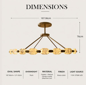 Villa Decor Circular Glass Pendant <b>Light</b> Antique Brass Metal Frame For Dining <b>Hall</b> Living Room Chandelier - Product Image 3
