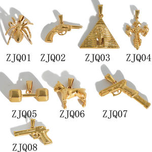 Dijes de Acero Inoxidable Estilo Europeo y Americano, Hip-hop Retro, Pirámide de Acero Titanio, Pistola, Barra, <span class=keywords><strong>Araña</strong></span> Dorada, para DIY - Product Image 6