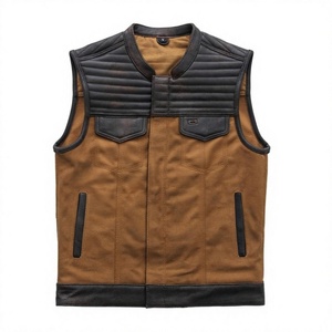 Custom Club Outwear Men's <b>Brown</b> Denim Camouflage Motorcycle Racing Leather <b>Vest</b> with Premium Quality for Racing Enthusiasts - Product Image 1
