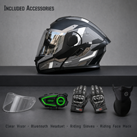 Casque de moto électrique modulaire intégral relevable unisexe toutes saisons avec casque audio inclus pour scooter électrique