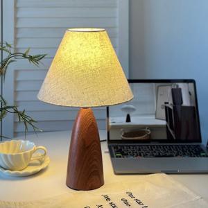 Wabi-sabi Style Dimmable <b>Touch</b>-Sensitive Smart Bedside Lamp Walnut Wood Color Vintage Retro Style for Table Lamps - Product Image 5