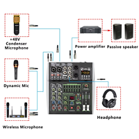 Console de Mixage Audio Mini 4/6/8 Canaux en Aluminium avec Alimentation Phantom 48V, 99 Effets DSP, Bluetooth, USB, MP3 – Idéale pour l'Enregistrement et les Podcasts – Offre Spéciale