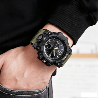 Reloj Electrónico Impermeable para Hombre, Reloj Multifuncional de Doble Pantalla Extra Grande para Deportes al Aire Libre