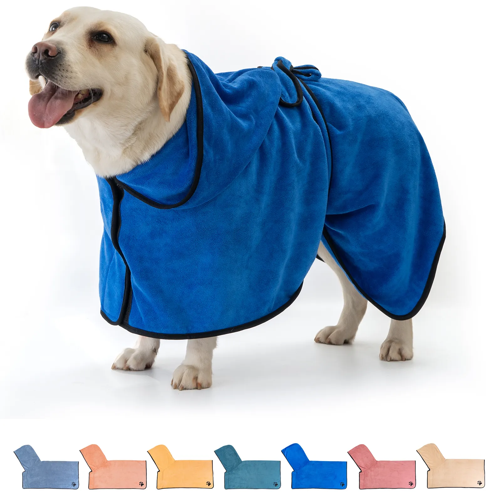 Benutzer definiertes Logo Herstellung Mikro faser Baumwoll tuch Super Absorbent Pet Drying Coat Bademantel Hund Bademantel für Hunde mit Hauben