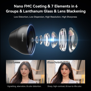 Objectif de portrait pour smartphone <span class=keywords><strong>APEXEL</strong></span> PL2X 50mm F1.05, objectif d'appareil photo pour téléphone avec bokeh optique <span class=keywords><strong>2X</strong></span> pour iPhone Android Vlogging - Product Image 5