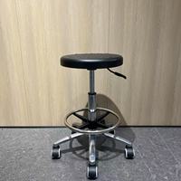 Tabourets de laboratoire antistatiques ESD en cuir de polyuréthane PU durable, chaises à roues rondes noires pour ingénieur caissier technicien infirmière