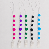 Nouvelle attache-sucette pour bébé avec perles de silicone à mâcher, support de dentition, sans BPA, anti-perte, chaîne en silicone pliable et élancée, 2-4 ans