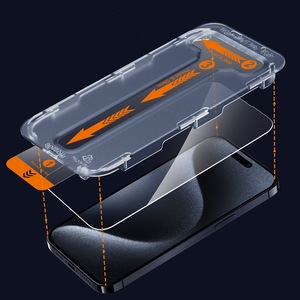 Protector <span class=keywords><strong>de</strong></span> Pantalla <span class=keywords><strong>de</strong></span> Vidrio Templado <span class=keywords><strong>de</strong></span> Aluminio <span class=keywords><strong>de</strong></span> Alta Calidad <span class=keywords><strong>de</strong></span> 0.3mm con Bandeja para Eliminar el Polvo para iPhone 17 16 15, Anti-Aceite, Sin Burbujas, Cobertura Total - Product Image 2