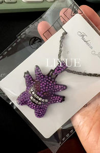 <span class=keywords><strong>Collana</strong></span> Hip Hop con Ciondolo Gengar Cartoon <span class=keywords><strong>Anime</strong></span>, Catena con Pendente a Forma di Piccolo Mostro con Diamanti - Product Image 3