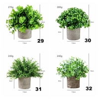 PT003-16 Vente en gros de faux petits bonsaïs en plastique vert, herbe artificielle en pot, ensemble pour la décoration de bureau à domicile