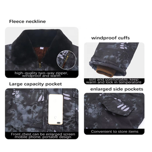 Combinaison de camouflage durable pour l'entraînement en extérieur, vêtements doublés de polaire, uniformes tactiques d'hiver épaissis, chasse, imperméable, carbone - Product Image 6