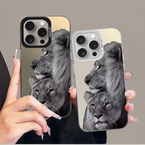 Coque de téléphone portable en TPU et PC, style luxe, imprimé <span class=keywords><strong>lion</strong></span>, <span class=keywords><strong>argent</strong></span>é électroplaqué, pour iPhone 8 X Xr Xs 11 12 13 14 15 16 17 Pro Max - Product Image 2