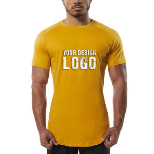 T-shirts de sport pour hommes en polyester à séchage rapide, coupe ajustée, pour la course et la musculation, personnalisables, faible MOQ, vente en gros OEM - Product Image 1
