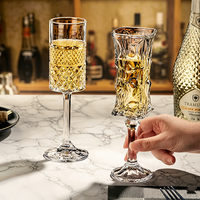 Flûte à champagne en cristal gravé pour fêtes, banquets, bars et cocktails – Verre à vin transparent sur pied