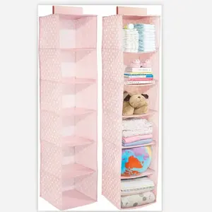 FabricHanger-Rod Rack de armazenamento 6 Adequado para o berçário do bebê, organização-armazenamento de roupas, acessórios de brinquedos de linho