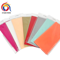 Feuilles de papier de soie de carte de feuille de construction colorées en PE biodégradable sérigraphie emballage cadeau de bouquet de fleurs sur un côté
