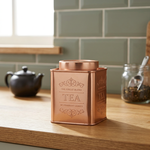 Premium Stainless Steel Tea <b>Tin</b> Box Airtight Metal Tea Storage Canister Elegant Copper Finish Kitchen Organizer for Tea and Coff - Product Image 1
