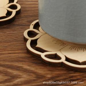 Posavasos de Madera Personalizado con Forma de Flor, Redondo, Color Madera Natural, Aislante del Calor, para Tazas de Té, Decorativo - Product Image 2